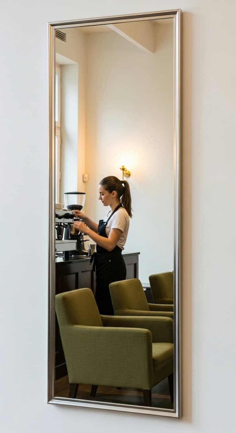 Une barista prépare un café dans un établissement calme et chaleureux